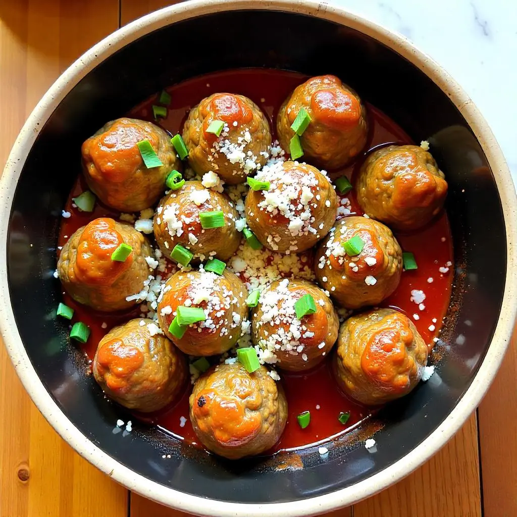 Ricotta Meatballs served with marinara sauce and parsley.