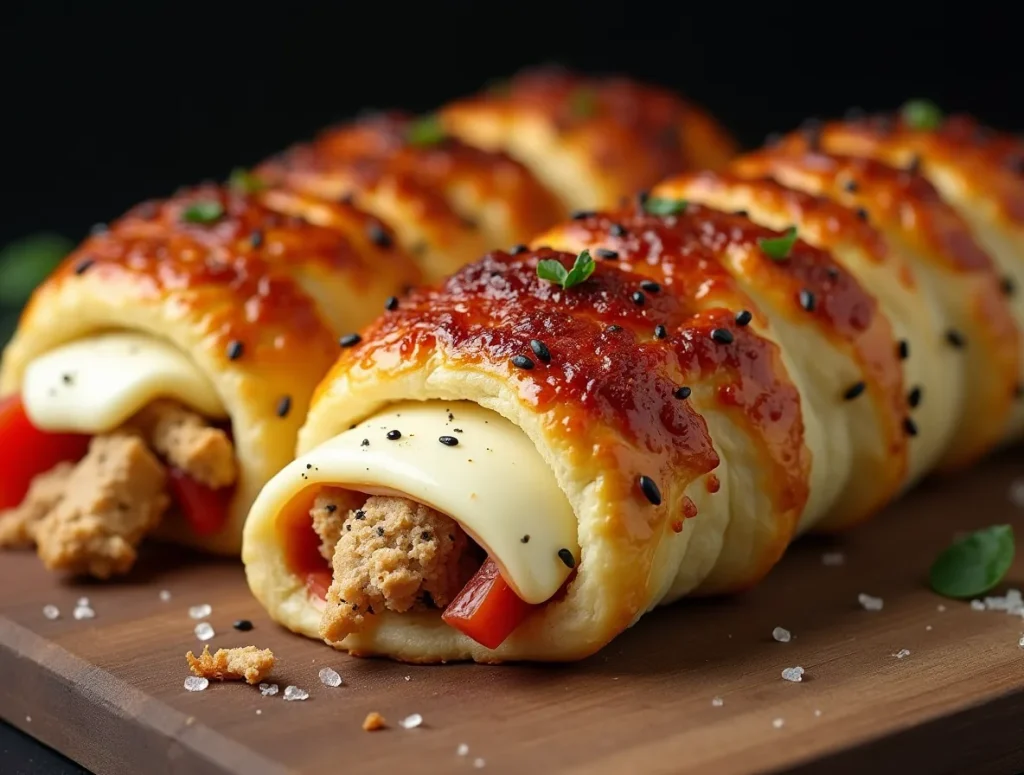 Freshly baked Copycat Costco Chicken Bake on a parchment-lined tray