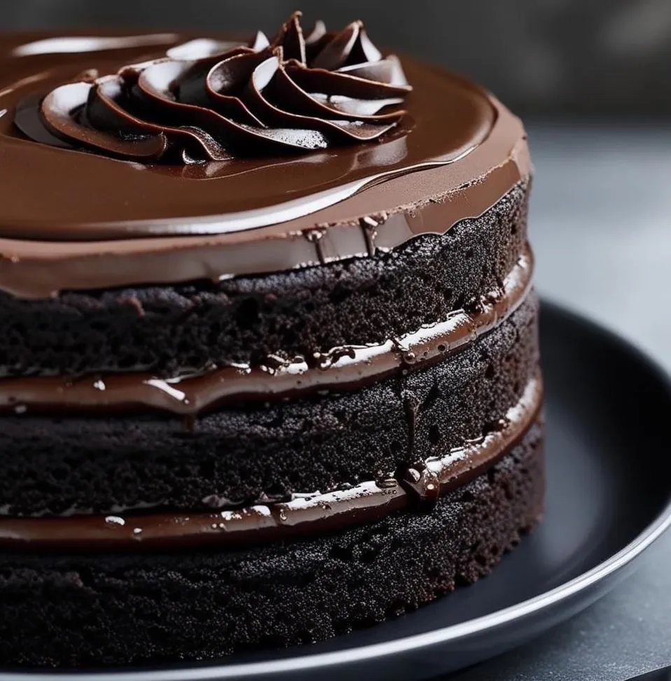 A close-up shot of a rich Blackout Chocolate Pudding Cake served warm in a white bowl, showing its gooey chocolate center and crackly top, garnished with vanilla ice cream.