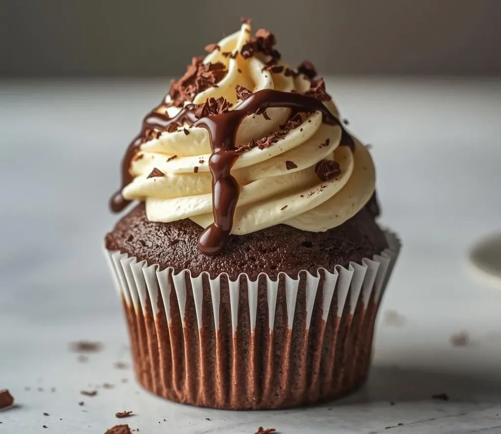 Chocolate Cheesecake Cupcakes with creamy cheesecake filling and chocolate chips