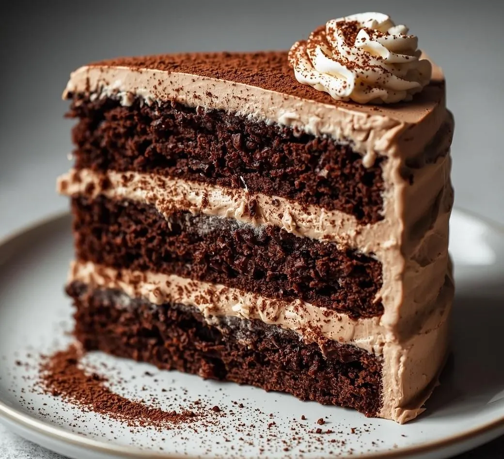 Rich Mocha Coffee Layer Cake with creamy chocolate frosting and coffee flavor layers