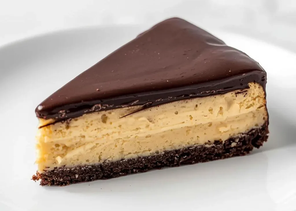 Creamy Brigadeiro Cheesecake topped with glossy chocolate ganache and chocolate shavings