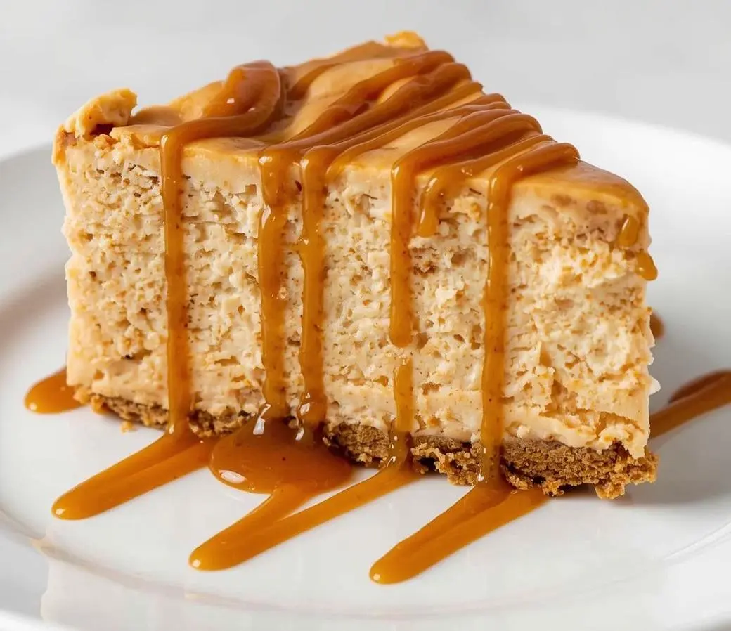 Creamy peanut butter cheesecake topped with chocolate drizzle and crushed peanuts